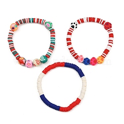 3шт 3 цвета ручной работы из полимерной глины хейши бисерные эластичные браслеты для женщин&nbsp;BJEW-JB12048