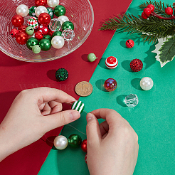 Наборы для самостоятельного изготовления круглых рождественских бусин&nbsp;DIY-PH0034-04
