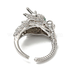 Открытая манжета из латуни дракона с прозрачным фианитом RJEW-L111-01P