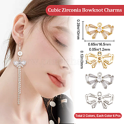 12 шт. 2-х цветная латунь с подвесками из прозрачного кубического циркония ZIRC-BBC0002-63