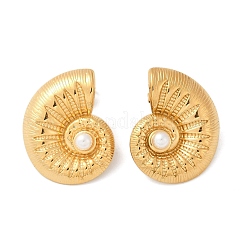 Серьги-гвоздики с ракушечным жемчугом из нержавеющей стали 304&nbsp;X-EJEW-G423-22G