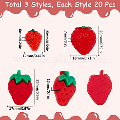 60 шт. 3 стиля кабошонов из декодированной смолы из клубники RESI-SC0005-69