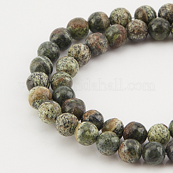 2 нити бусин из натуральной зеленой зебровой яшмы&nbsp;G-OC0002-74