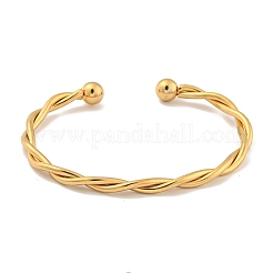 Ионное покрытие (IP) витые браслеты-манжеты из нержавеющей стали 304 для женщин BJEW-P331-08G