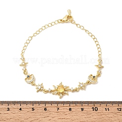 Латунь микро проложить кубического циркония браслеты ссылку&nbsp;BJEW-H639-06G