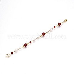 Браслеты из бусин натурального жемчуга и красного агата BJEW-N031-02G