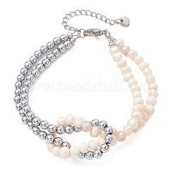 Браслеты из натурального жемчуга и синтетического немагнитного гематита для женщин&nbsp;BJEW-JB13364-01