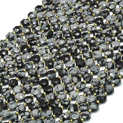 Природные снежинка обсидиан бисер нитей G-C116-A78-02-1