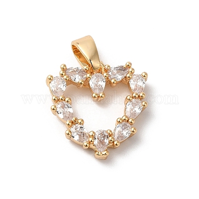 Латунные микропаве прозрачные подвески с фианитом KK-C062-074G-1