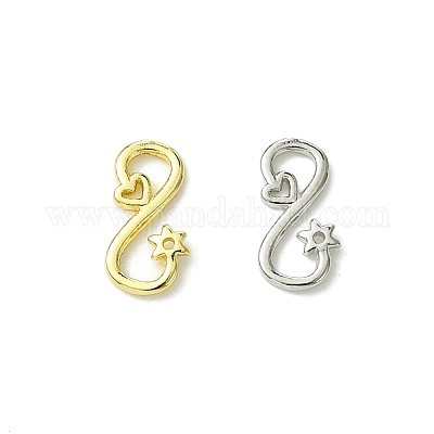 4 шт. 2-х цветные латунные застежки-крючки S-образной формы KK-FS0001-75-1