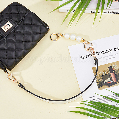 Ремни для сумок из искусственной кожи и пластиковый удлинитель из бисера из искусственного жемчуга FIND-WH0126-373B-1