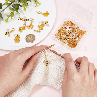 40 шт. 2 стильных эмалевых подвесных украшений в виде сот и пчел HJEW-SC0001-21-1