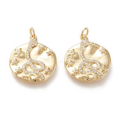 Латунные микропаве прозрачные подвески с фианитом KK-F820-28G-1