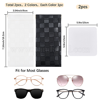 2 шт. 2-цветный футляр для очков из искусственной кожи AJEW-CN0003-26C-1