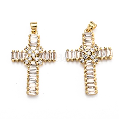 Латунные микропаве прозрачные подвески с фианитом ZIRC-J025-51G-03-1