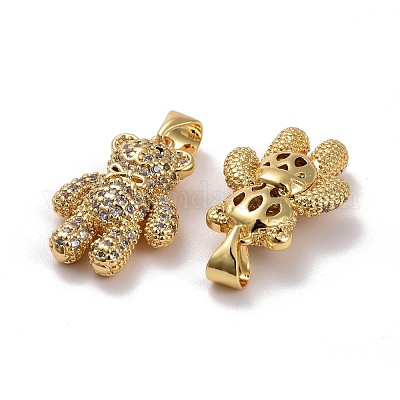 Латунные микропаве прозрачные подвески с фианитом KK-K258-15G-RS-1