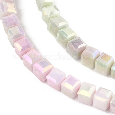 Гальванические непрозрачные стеклянные бусины EGLA-U004-02B-1