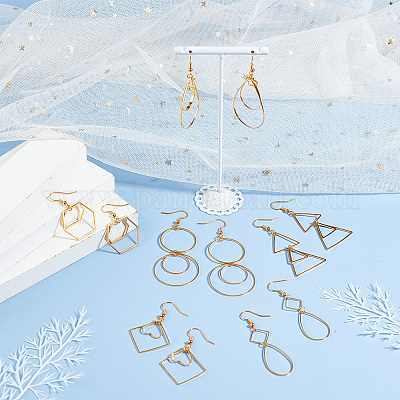 Наборы для самостоятельного изготовления висячих сережек с геометрической тематикой DIY-SC0013-45G-1