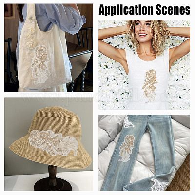 Полиэстер с блестящей вышивкой пришиваем нашивки на одежду PATC-WH0024-010-1