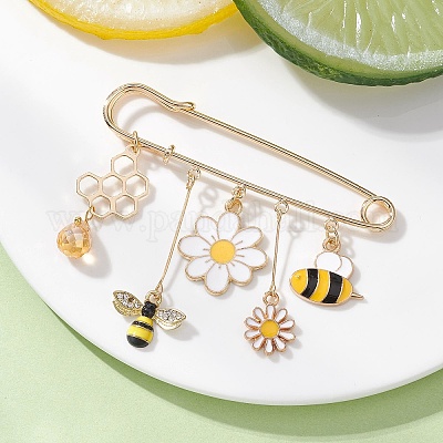 Железные булавки для килта с пчелами и цветами JEWB-TA00024-1