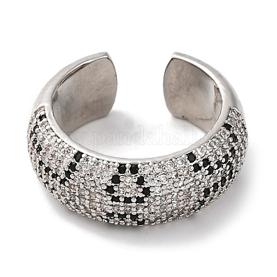 Латунные манжеты с прозрачным кубическим цирконием RJEW-S242-05P-1