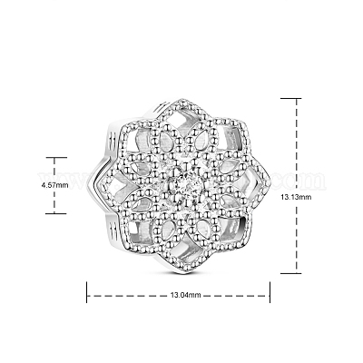 Родиевое покрытие 925 стерлингового серебра прекрасные сверкающие ромашки европейские бусины TS-C-193-1