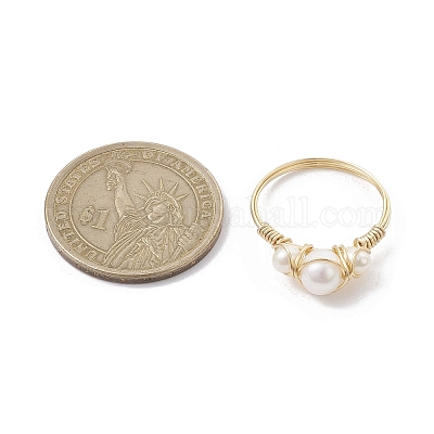 Открытое кольцо с натуральным культивированным пресноводным жемчугом RJEW-JR00631-01-1