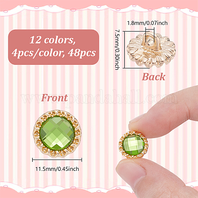 48 шт. 12-х цветные акриловые пуговицы с 1 отверстиями на ножке BUTT-GA0001-42-1