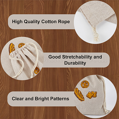 2 шт. льняные мешочки с принтом хлеба AJEW-CP0003-81A-1