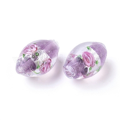 Ручная серебряная фольга стеклянные бусины Lampwork LAMP-Q030-02D-1