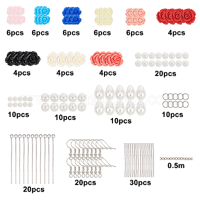 Наборы для самостоятельного изготовления сережек-подвесок в виде цветка DIY-SC0001-36-1