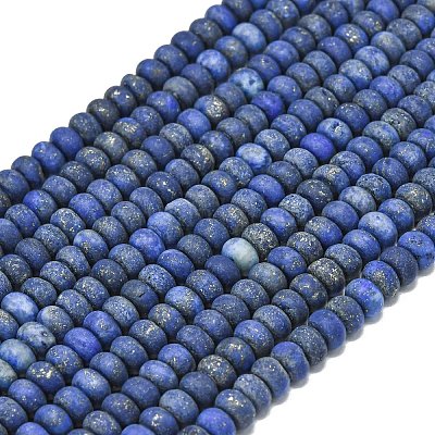 Окрашенные природные лазурит бисер пряди G-P575-A46-6x4mm-02-1