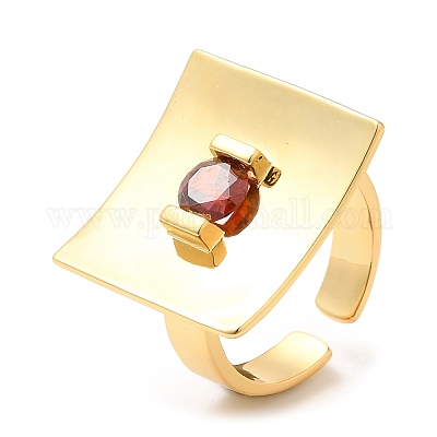 Стойка покрытие латунь прямоугольник открытые манжеты кольца RJEW-D008-02G-1