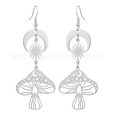 Серьги с подвесками из латуни и нержавеющей стали EJEW-TA00396-1