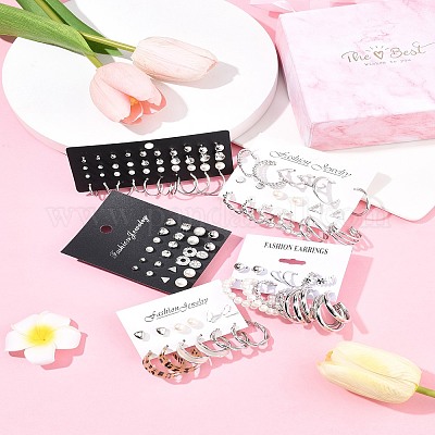 5 комплект из 5-х цветных комплектов серег-колец из сплава EJEW-FS0001-23B-1