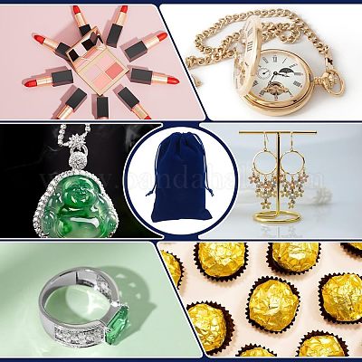 20шт прямоугольные бархатные мешочки с завязками TP-NB0001-62B-1