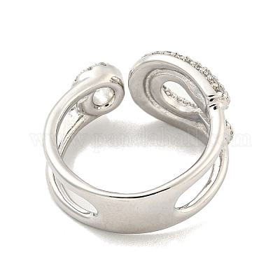 Кольцо-манжета с прозрачным кубическим цирконием из латуни с микропаве RJEW-Z035-04P-1