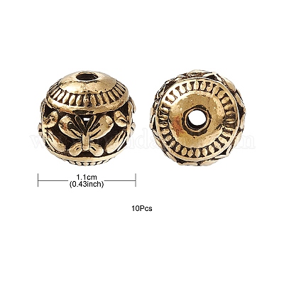 Тибетский стиль полые сплава бисер TIBEB-YW0001-12G-1