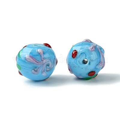 Ручной работы ухабистым Шарики Lampwork FOIL-B001-08E-1