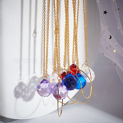 8шт стеклянные подвесные украшения в форме слезы HJEW-PH01772-1