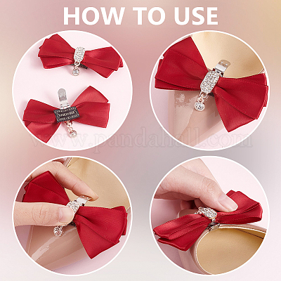 2 пара 2-х цветных украшений для обуви из полиэстера с бантами FIND-PH0018-79-1