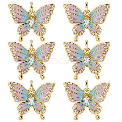 6шт латунные подвески с микропаве и кубическим цирконием KK-BBC0020-42-1