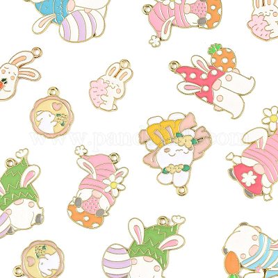 24 шт. 12 подвески из эмалевого сплава в виде пасхального кролика и гнома ENAM-FS0003-99-1