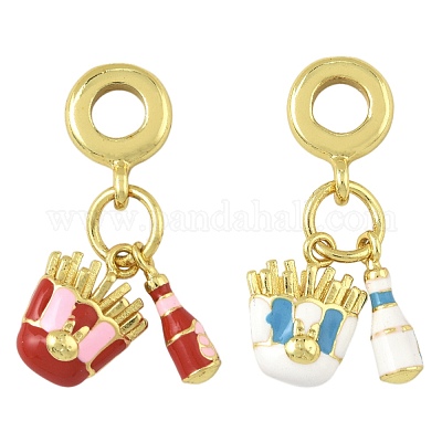 2 шт. 2 цвета латунная эмаль европейские подвески-шармы KK-FS0001-81-1