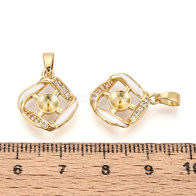 Латунный микро-паве кубический кубик циркония жемчужина KK-T079-08G-1