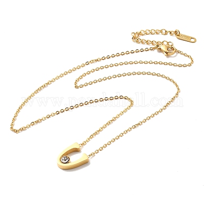 Начальная буква v ионное покрытие (ip) 304 нержавеющая сталь кулон ожерелья NJEW-P290-03G-1