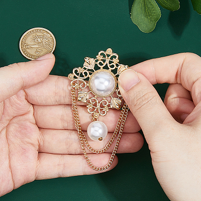 1 шт. броши-бахрома из искусственного жемчуга в виде цветка JEWB-FH0002-30-1