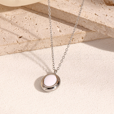 Овальные подвески из нержавеющей стали с белой эмалью для женщин PG1145-3-1