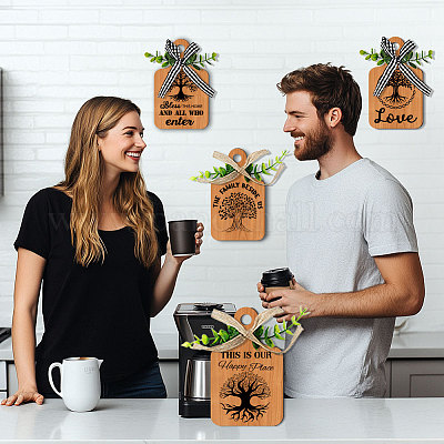 Деревянная подвеска HJEW-WH0074-022-1