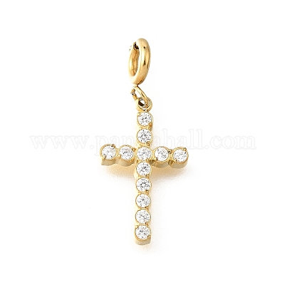 Крест 304 нержавеющая сталь хрустальные стразы подвеска украшения STAS-H202-51G-1